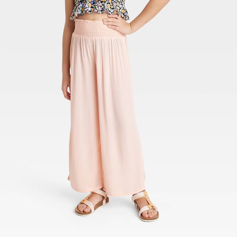 Girls' Wide legged Cover Up Pants - art class™ Peach | Target