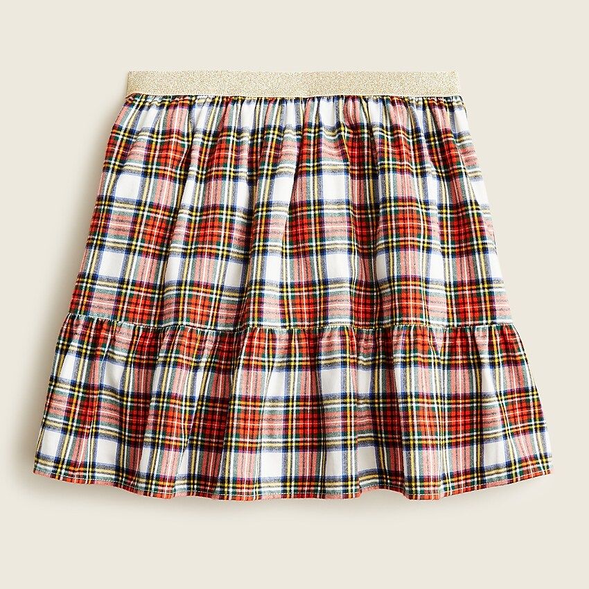 Girls' pull-on skirt in snowy Stewart tartan | J.Crew US