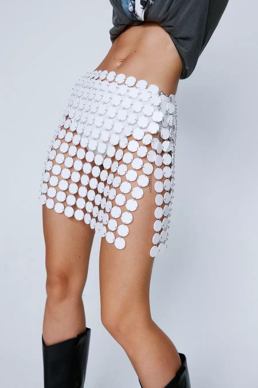 Disc Chainmail Sequin Mini Skirt | Nasty Gal (US)