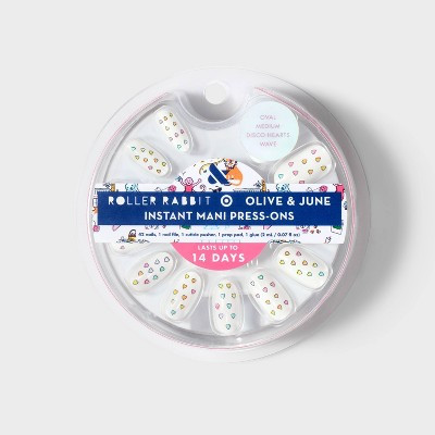 Roller Rabbit x Target - Olive & June Press-On Fake Nails - M Oval - Disco Hearts Wave - 42ct | Target
