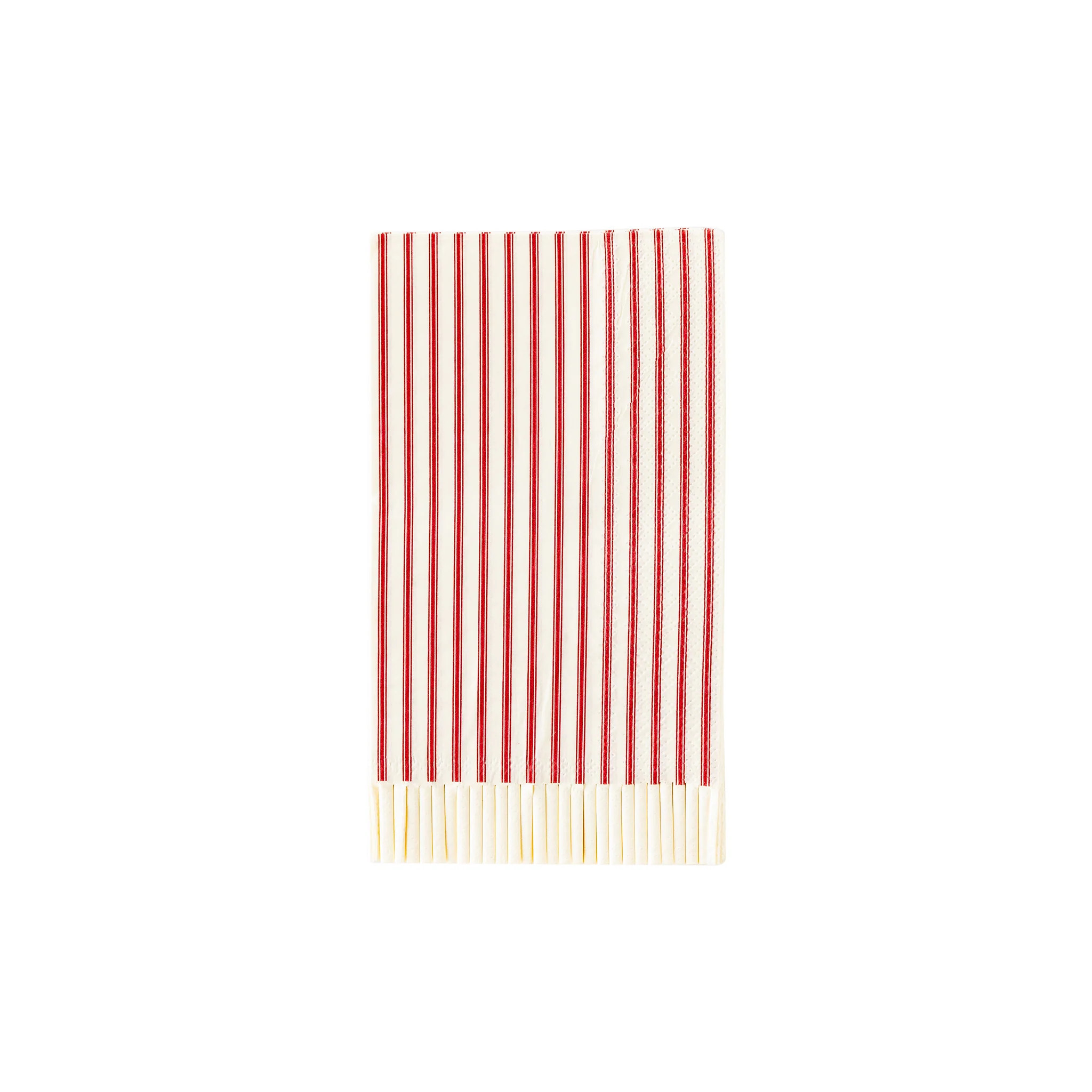 Believe Red Ticking Stripe Fringed Guest Napkin | My Mind's Eye