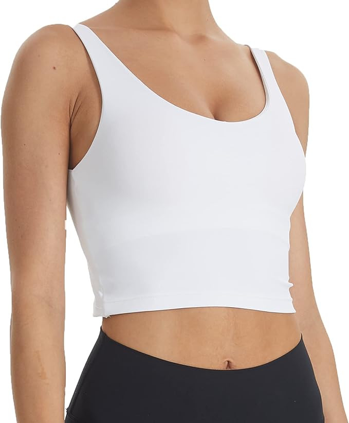 JOJOANS Women Padded Sports Bra - Seamless Comfort Bra Longline Crop Top for Fitness Workout Runn... | Amazon (UK)