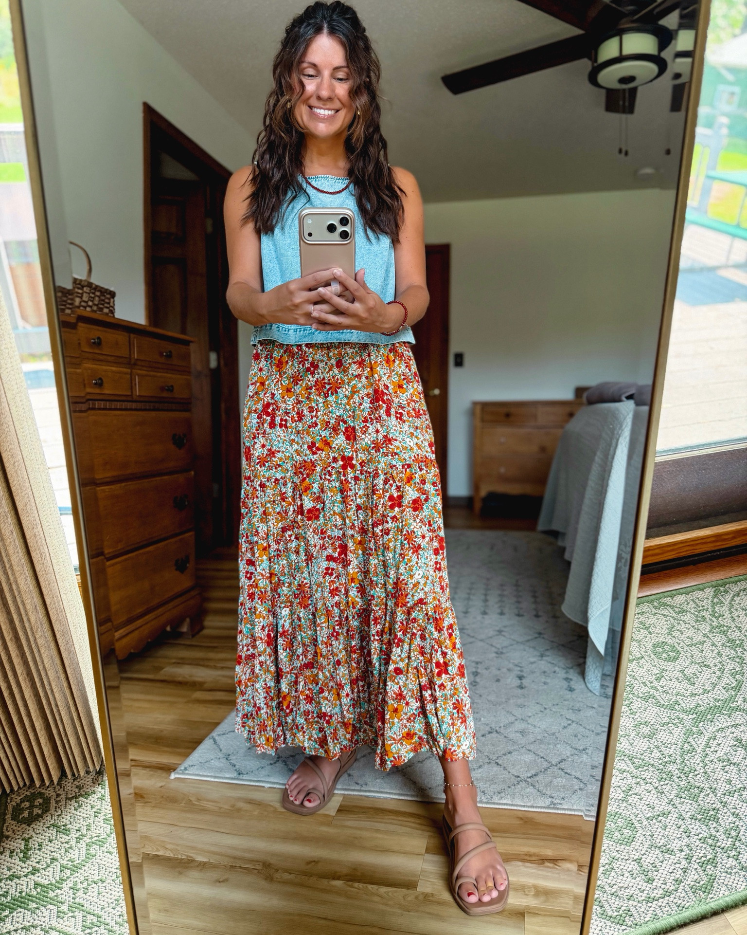 xs petite in my top (selling out—linked similar ones) and small in my midi/maxi skirt. My croc sandals are size 6.

#LTKPetite #LTKSeasonal #LTKgrwm