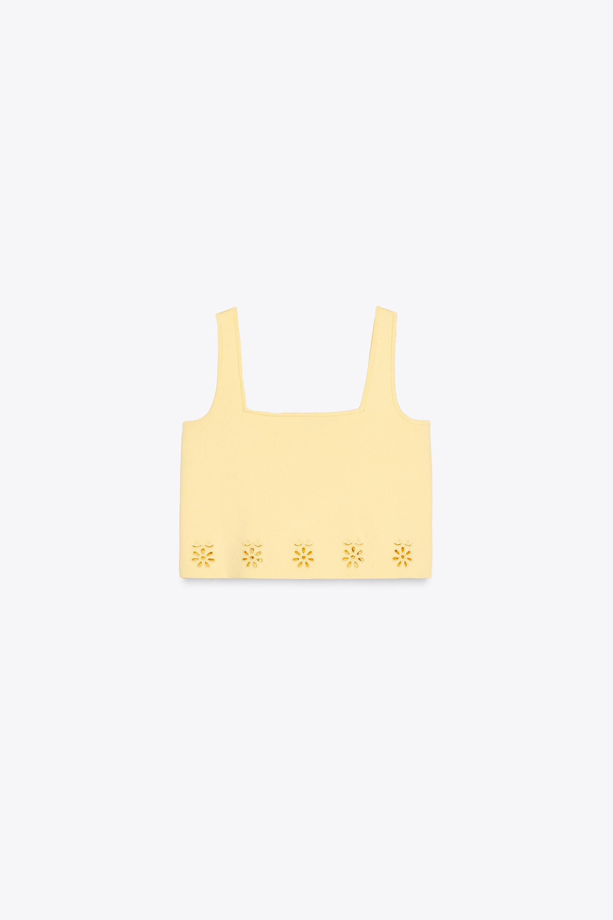 EMBROIDERED EYELET KNIT TOP | Zara US