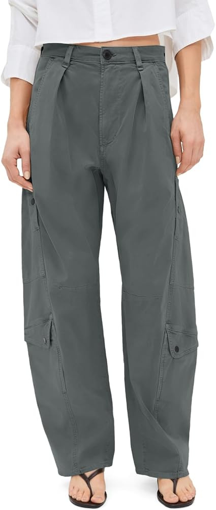 Aoysky High Waisted Barrel Pants for Women Casual Wide Leg Baggy Cargo Pants 100% Cotton Utility ... | Amazon (US)