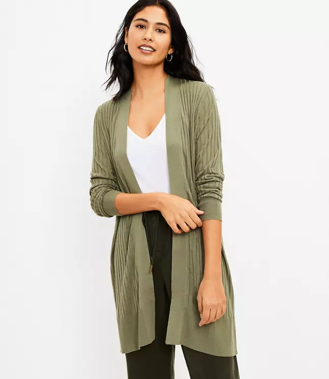 Ribbed Open Cardigan | LOFT Outlet