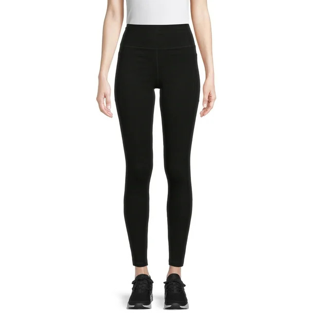 Athletic Works Women's Stretch Cotton Blend Ankle Leggings with Side Pockets - Walmart.com | Walmart (US)