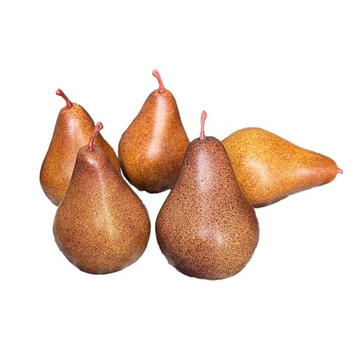 Lovmeety 5Pcs Artificial Brown Pears, Fake Lifelike Pears Simulation Fruits Decorative Brown Pears Model Faux Realistic Pears for Home Kitchen Display Photography Props | Amazon (US)