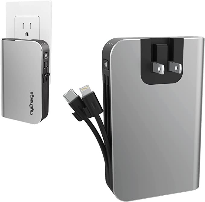 myCharge Portable Charger iPhone Hub 4400 mAh Power Bank - Wall Plug & Built in Cables (Lightning... | Amazon (US)