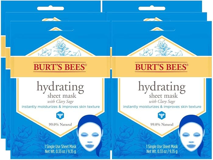 Amazon.com : Burt's Bees Hydrating Face Mask with Clary Sage, Single Use Sheet Mask, 6 Count (Package May Vary) : Beauty & Personal Care | Amazon (US)