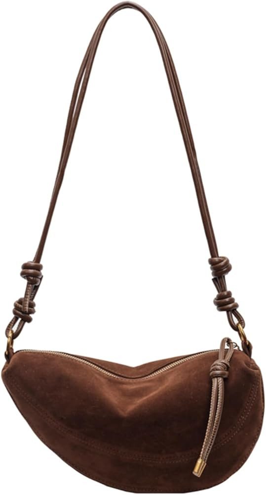 Suede Bags for Women Small Suede Purses Crescent Bag Crossbody Shoulder Bag Trendy Tote Handbags | Amazon (US)