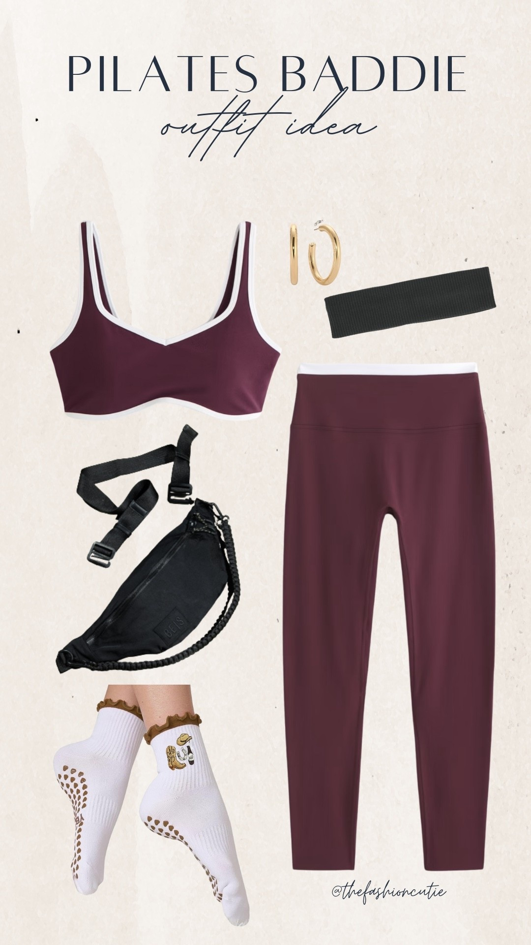 Clean girl energy meets gym baddie. A burgundy active set, crew socks, headband, and belt bag keep you looking cute and functional for reformer class or your post-Pilates coffee run.

#LTKFindsUnder50 #LTKStyleTip #LTKActive