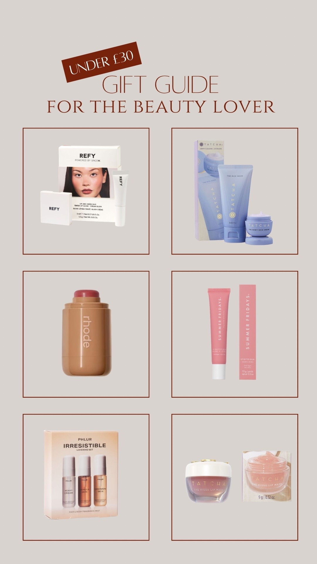 Under £30 beauty gift guide!

Sephora, SpaceNK, rhode, refy, tatcha, gifting, beauty gift 

#LTKuk #LTKbeauty #LTKgiftguide