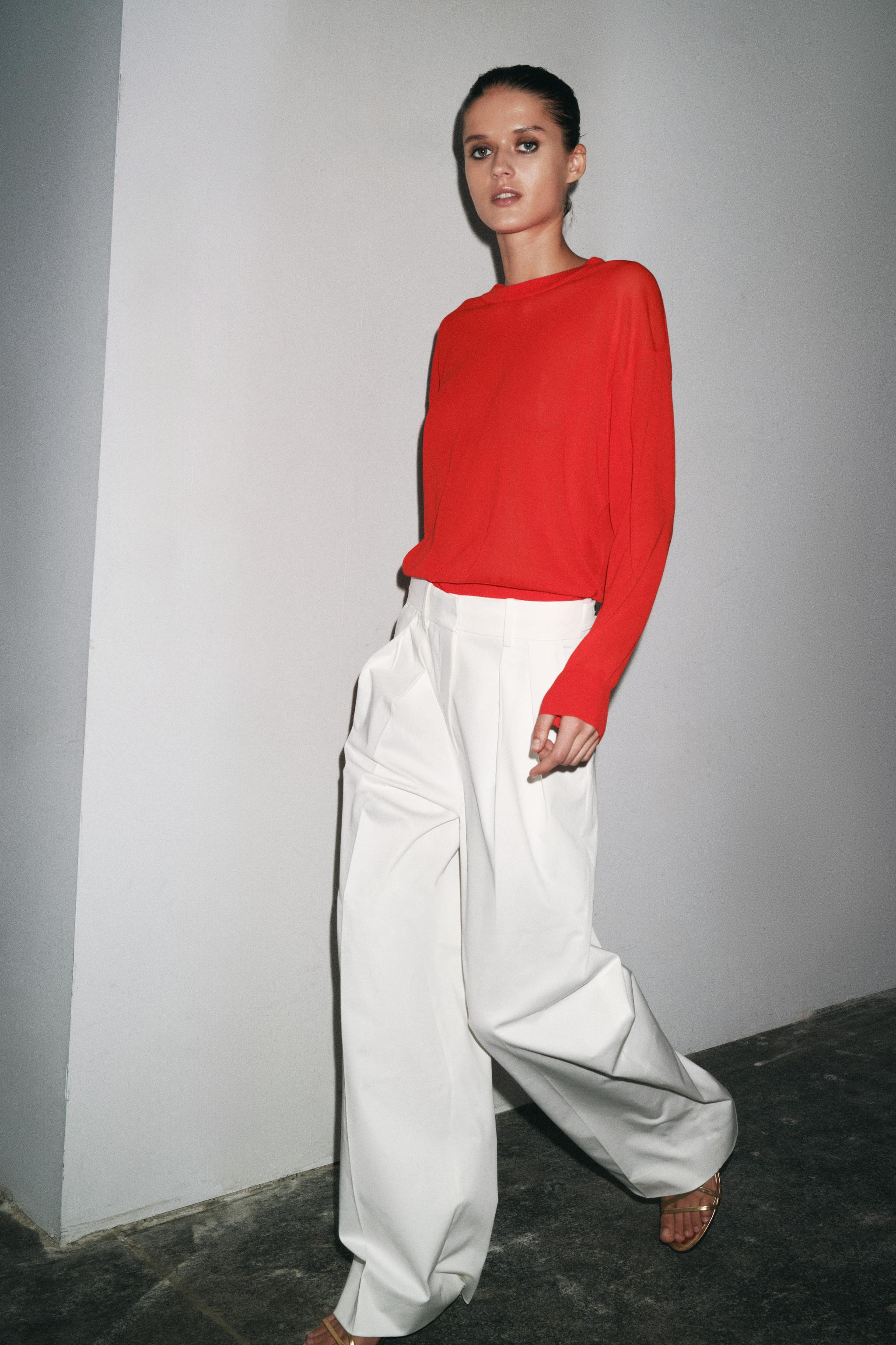 ZW COLLECTION TWILL PLEATED PANTS | Zara US
