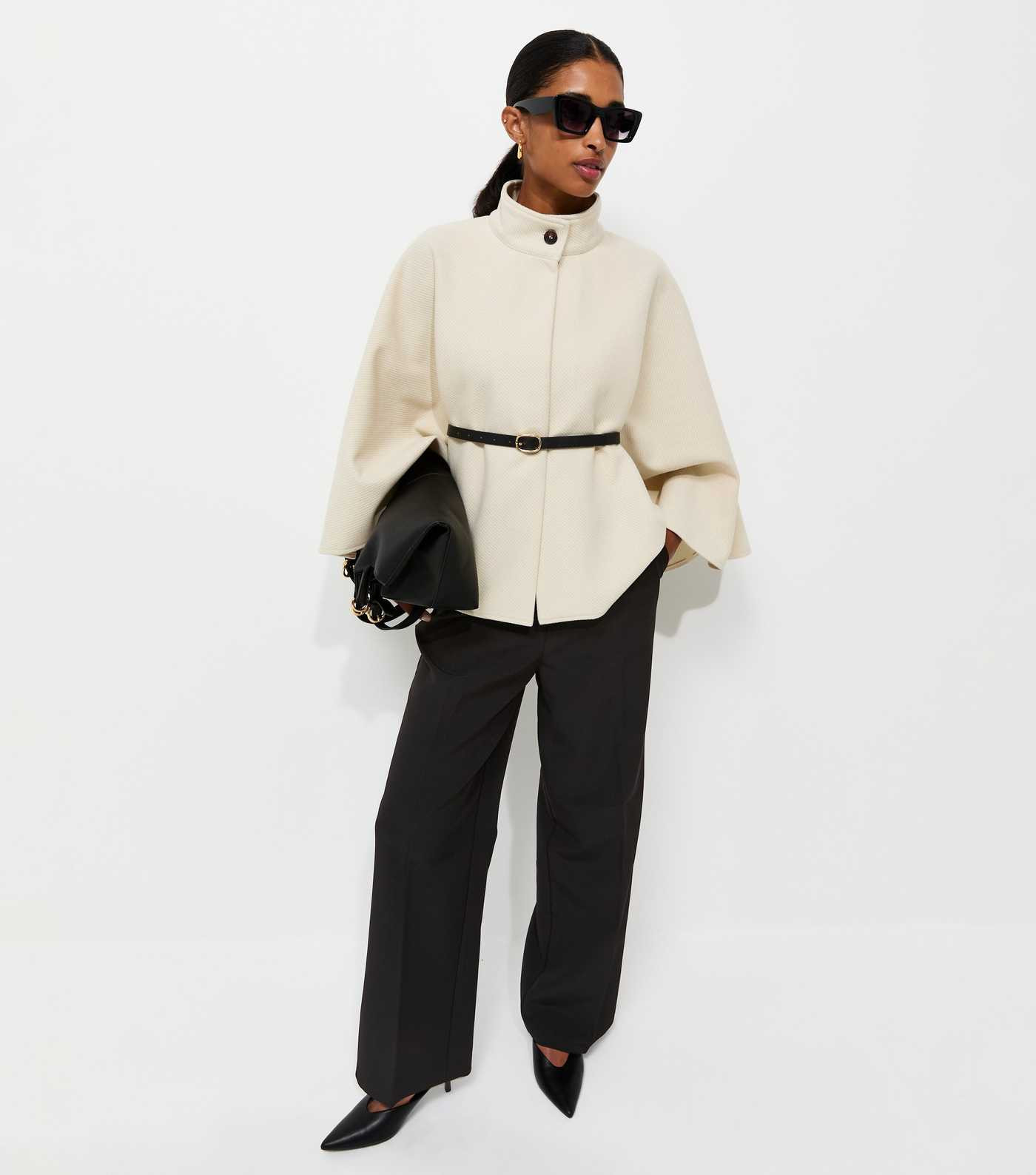 Off White Belted Ottoman Cape Jacket | New Look | New Look (UK)