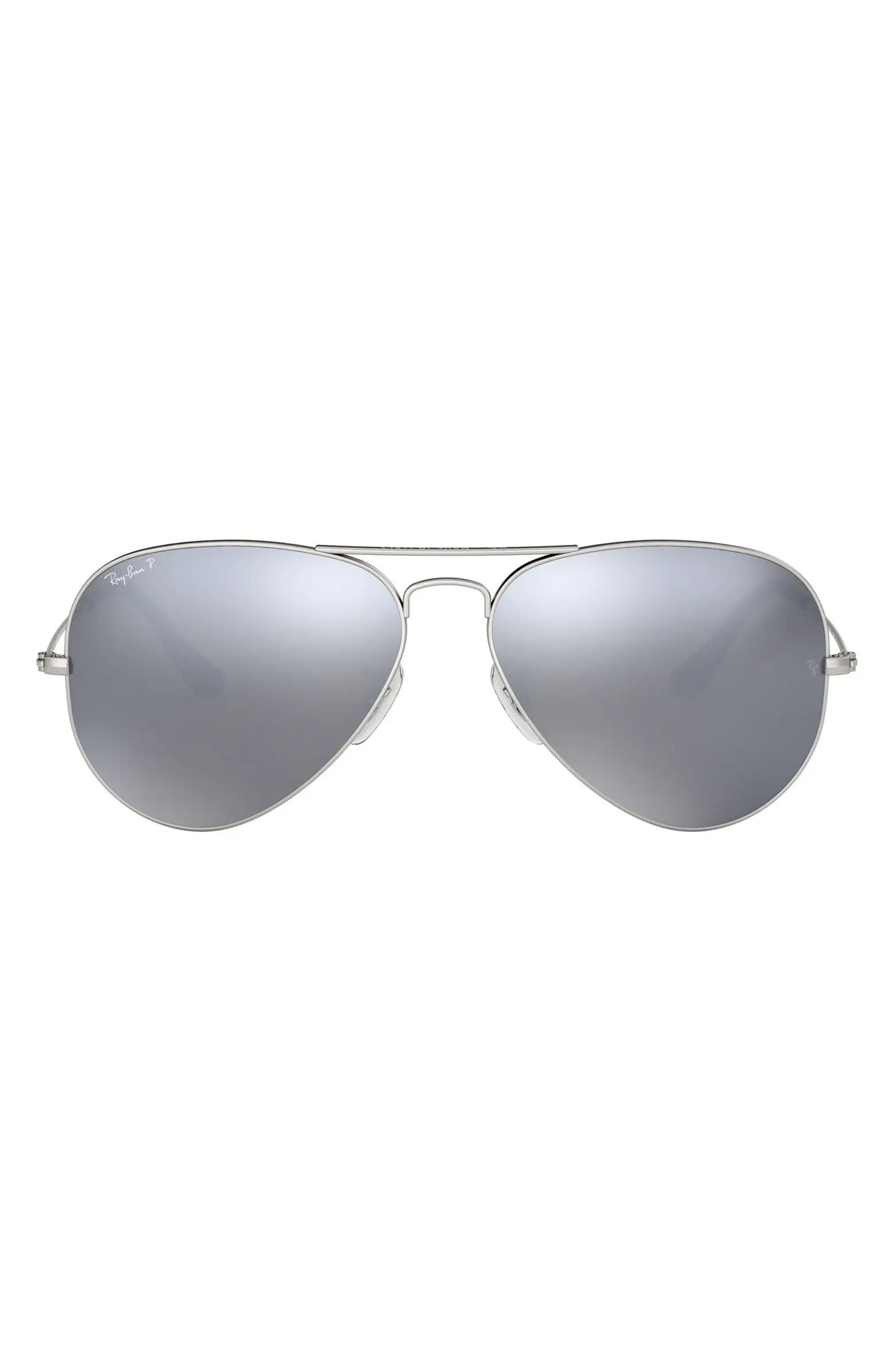 Ray-Ban Standard Icons 58mm Mirrored Polarized Aviator Sunglasses | Nordstrom | Nordstrom