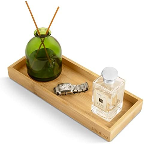 NAUMOO Natural Bamboo Vanity Tray - Slip-Resistant Wooden Bathroom Organizer for Toilet Tank and ... | Amazon (US)