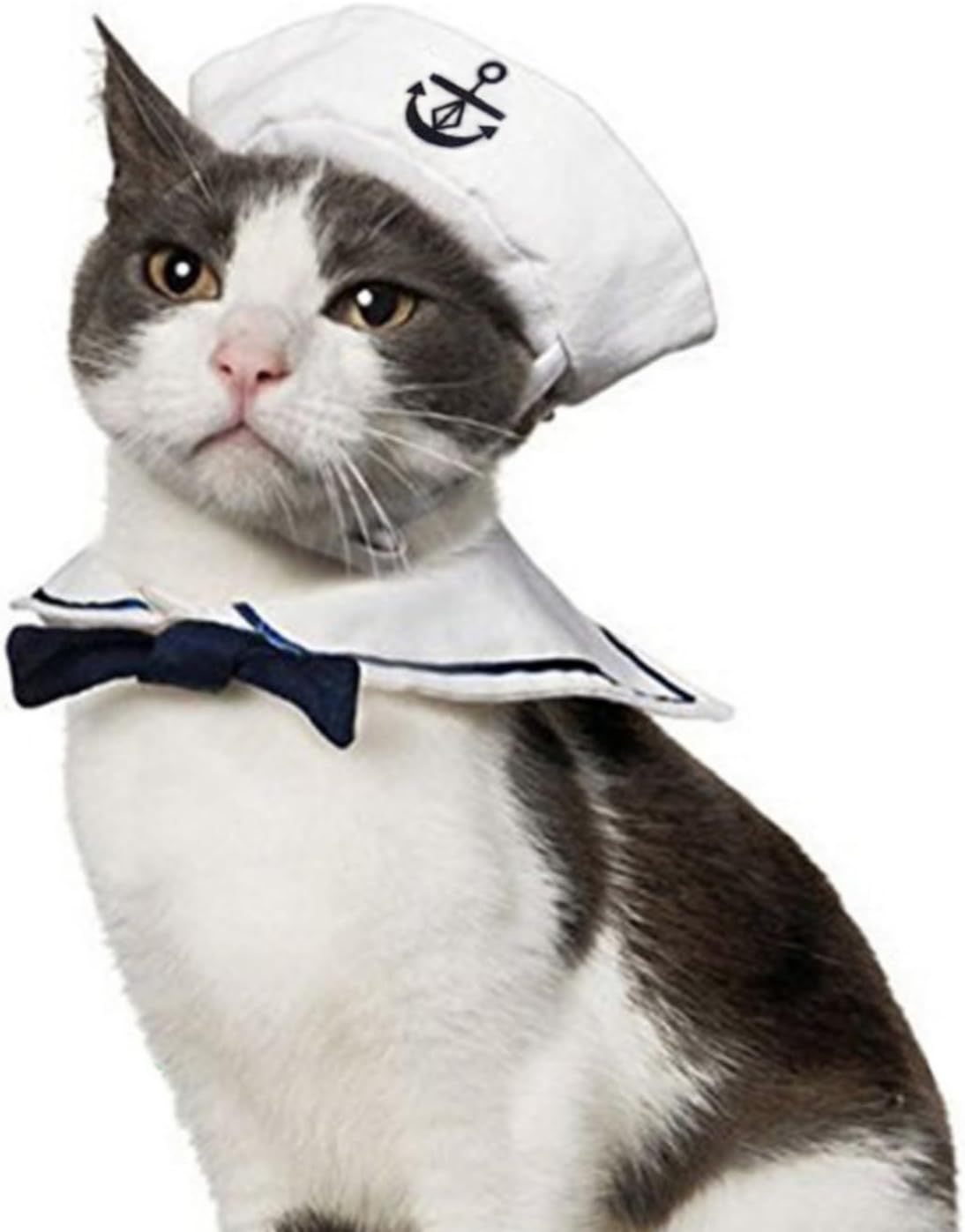 NAMSAN Pet Sailor Costume for Cats Small Dogs Halloween Cat Sailor Hat with Tie Collar Doggy Navy... | Amazon (US)