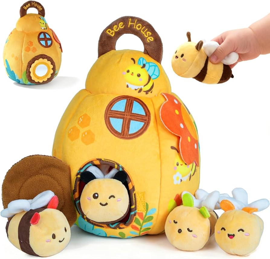 Baby Toys for Baby Infant 0-3-6-12 Months, Soft Beehive Toddlers Busy Toys with 5 Sensory Plush B... | Amazon (US)