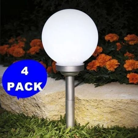 4-Pack 5.9""x5.9"" Solar Stake Globe Bright White LED Garden Ball Light Lawn | Walmart (US)