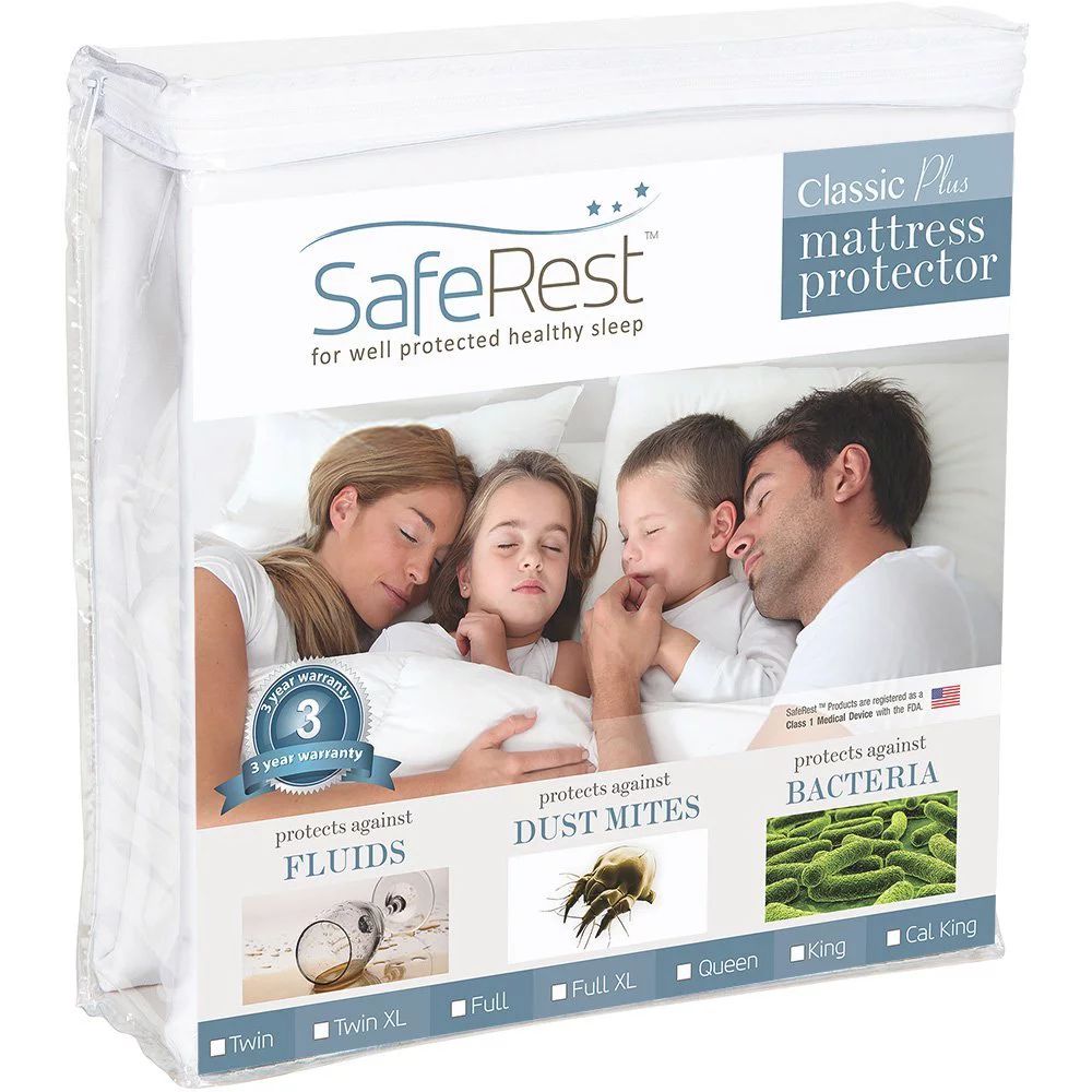 SafeRest Classic Plus Hypoallergenic 100% Waterproof Mattress Protector - Vinyl Free, Multiple Si... | Walmart (US)