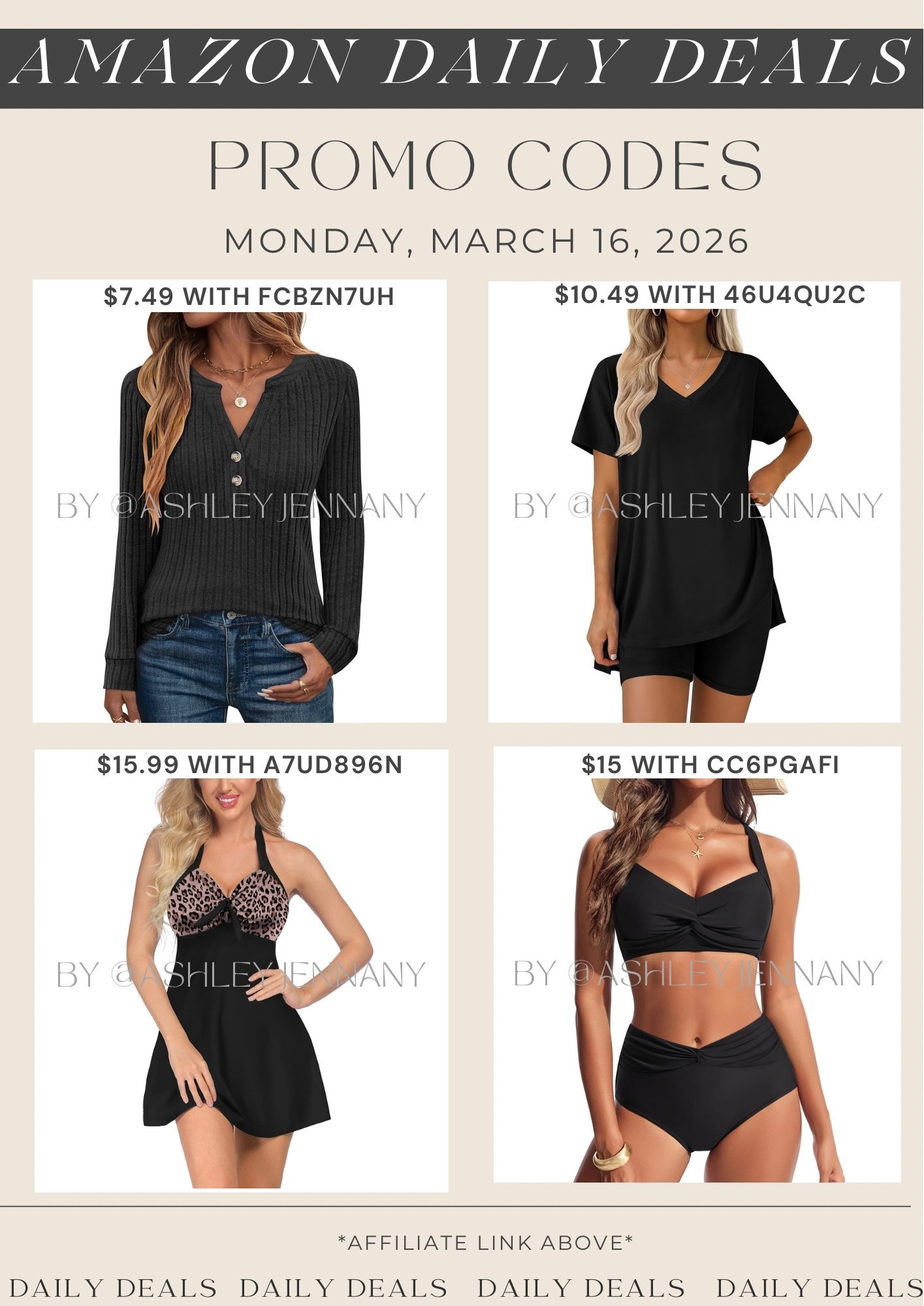 Amazon deals

#LTKMidsize #LTKSwim #LTKSaleAlert