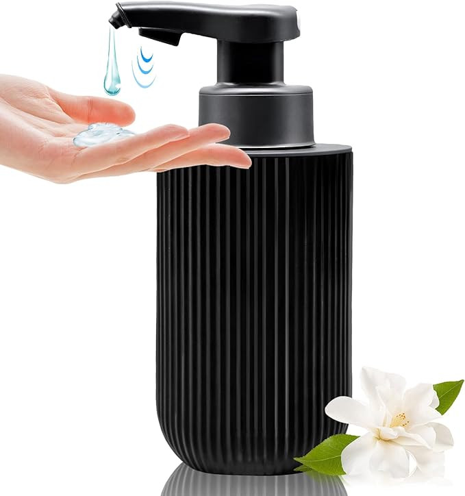 12 oz Automatic Touchless Glass Soap Dispenser, Rechargeable Hands Free Ribbed Liquid Soap Dispen... | Amazon (US)