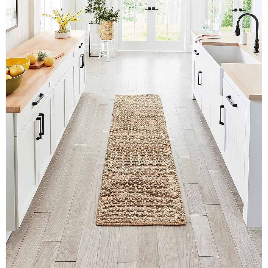 allen + roth Speckled Dunes 2 X 7 (ft) Jute Natural Ivory Indoor Solid Runner Rug | Lowe's