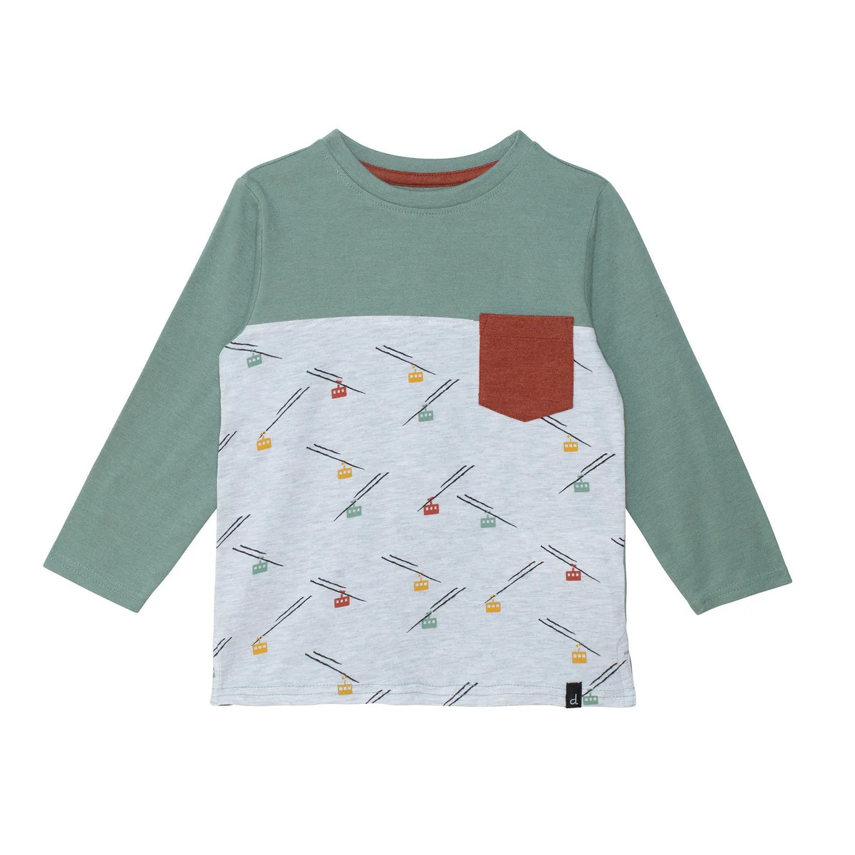 Long Sleeve Colorblock Tee Shirt With Pocket | Deux par Deux Childrens Designer Clothing