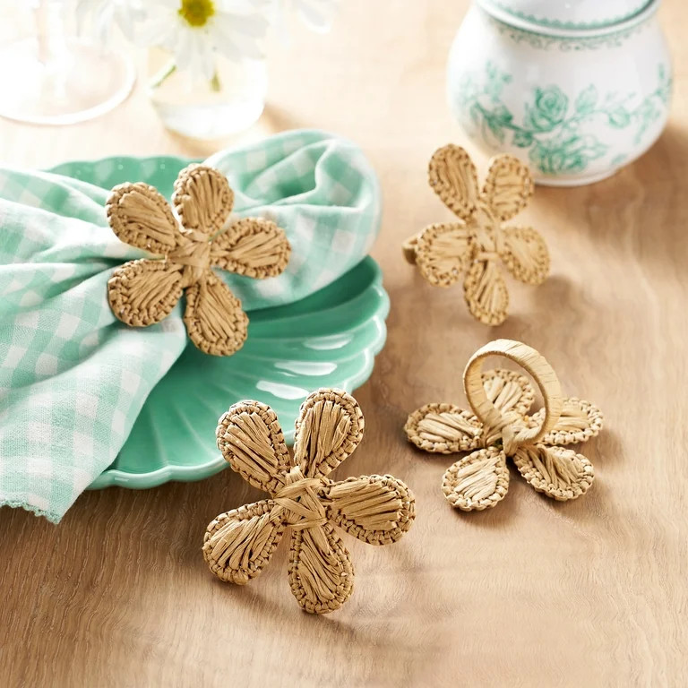The Pioneer Woman Seagrass Flower Napkin Rings, 3" x 3", Set of 4 | Walmart (US)