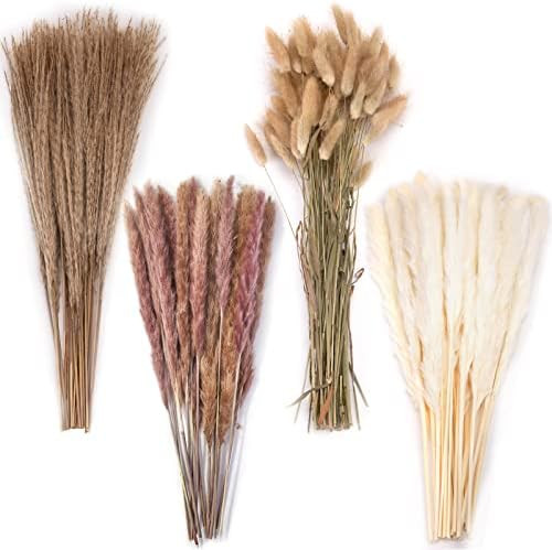 DomeStar Pampas Grass, 130PCS Dried Pampas Grass Bunny Tail Grass Reed Boho Decor for Wedding Hom... | Amazon (US)