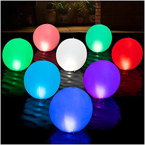 HAPIKAY Solar Floating Pool Lights - Pack of 2 Solar Powered Color Changing 14-inch Balls - Float or Hang in Pool Garden Backyard Pond Party Decorations - Inflatable Wateproof | Amazon (US)