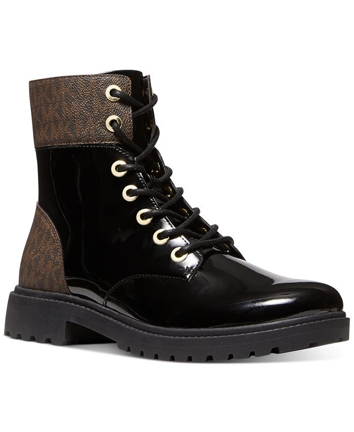 Michael Kors Women's Alistair Lace-Up Lug Sole Combat Booties & Reviews - Booties - Shoes - Macy'... | Macys (US)