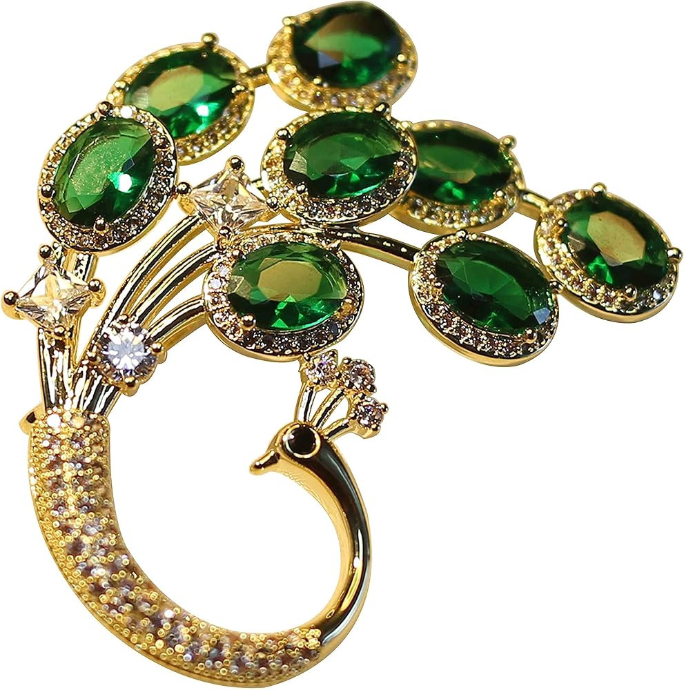 Elegant Flower Brooch for Women - Premium Crystals Shell Pearl Floral Brooch with Gold Tone - Gre... | Amazon (US)