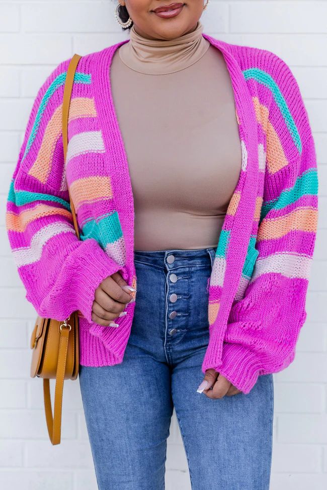 I Am Here Pink Striped Cardigan FINAL SALE | Pink Lily