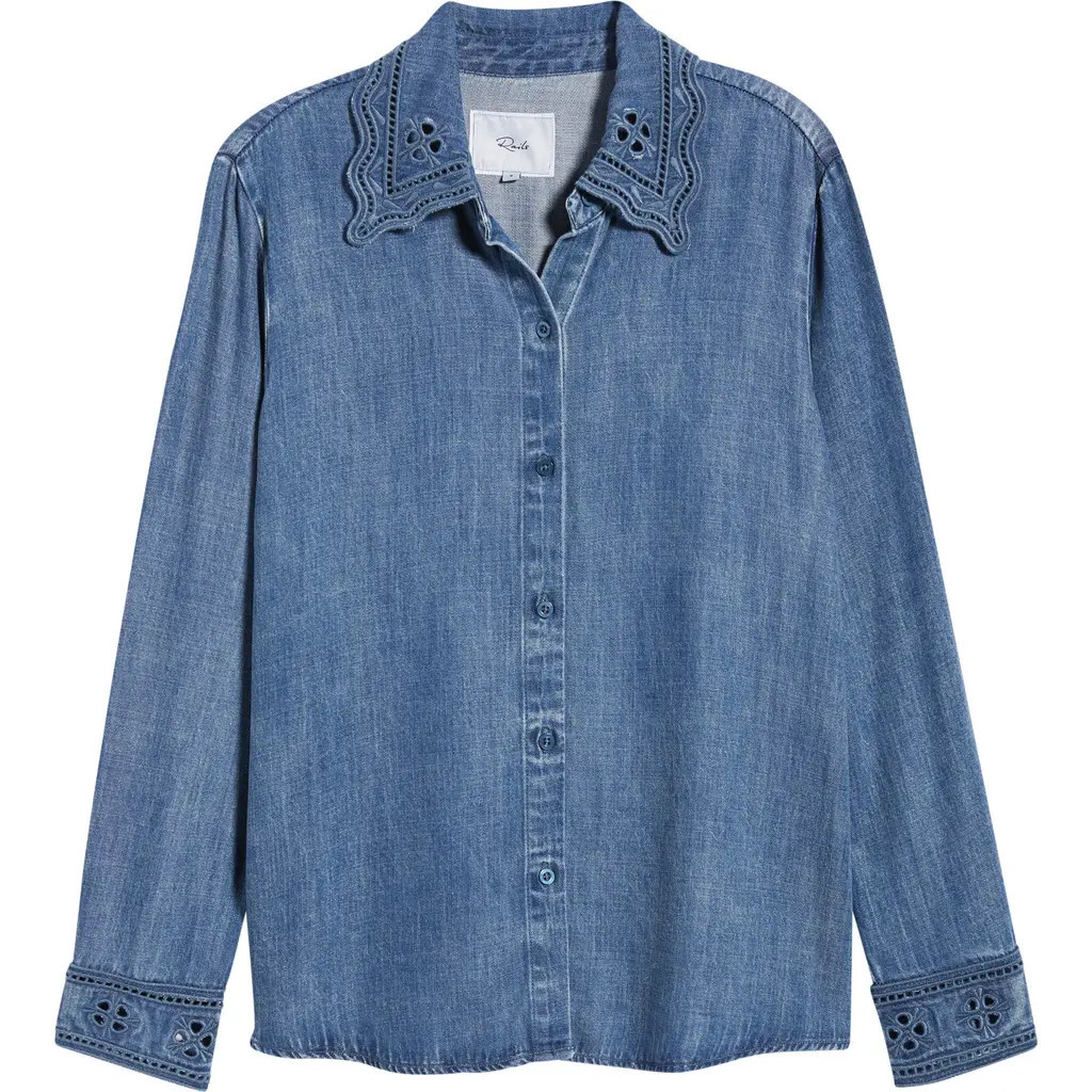 Rails Bethany Embroidered Collar Button-Up Denim Top in Antique Blue at Nordstrom, Size Xx-Large | Nordstrom