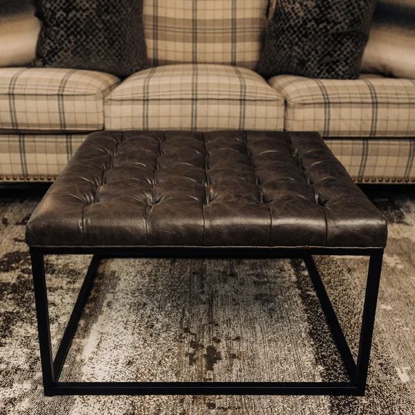 Kiah 28" Wide Faux Leather Tufted Square Standard Ottoman | Wayfair North America