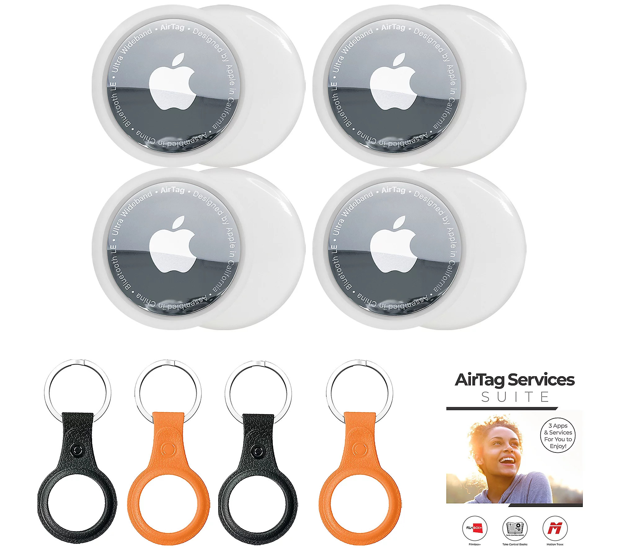 Apple AirTags 4-Pack with 4 TPU Keychains andVoucher | QVC