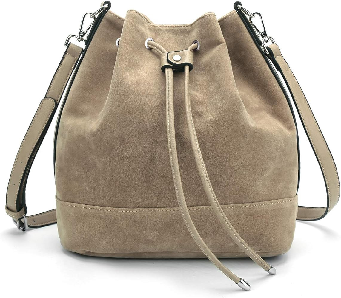 AFKOMST Bucket Bags and Purses For Women Drawstring Hobo and Shoulder Handbags with 2 Detachable Str | Amazon (US)