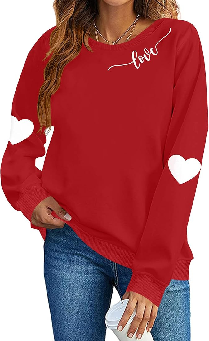LAZYCHILD Valentine Sweatshirt for Women: Cute Valentines Day Shirts Love Heart Graphic Print Pul... | Amazon (US)