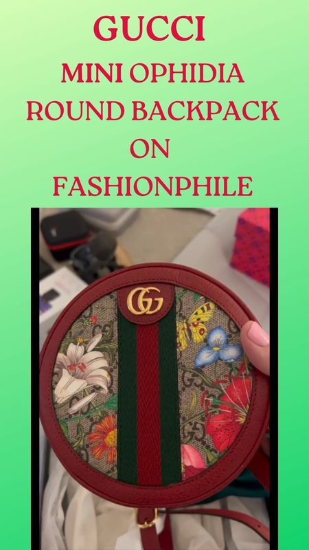 Fashionphile has so many quality pieces for a great price! 
Here is the Gucci Mimi Ophidia Round Backpack. It can hold my phone, keys, cards and some cash. 
I put on my back and my hands are free for touring, walking, biking and carrying!


#LTKstyletip #LTKFind #LTKitbag