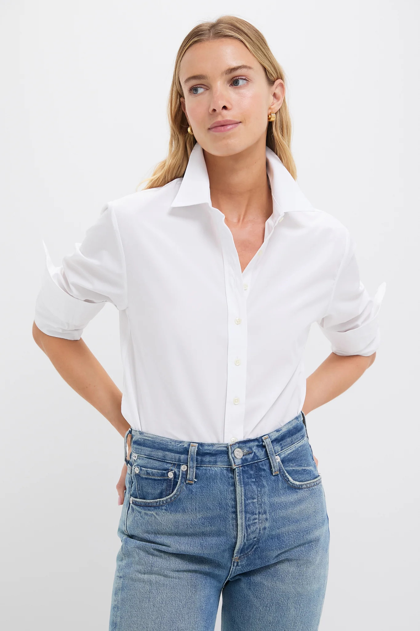White Poplin Boyfriend Shirt | Tuckernuck (US)