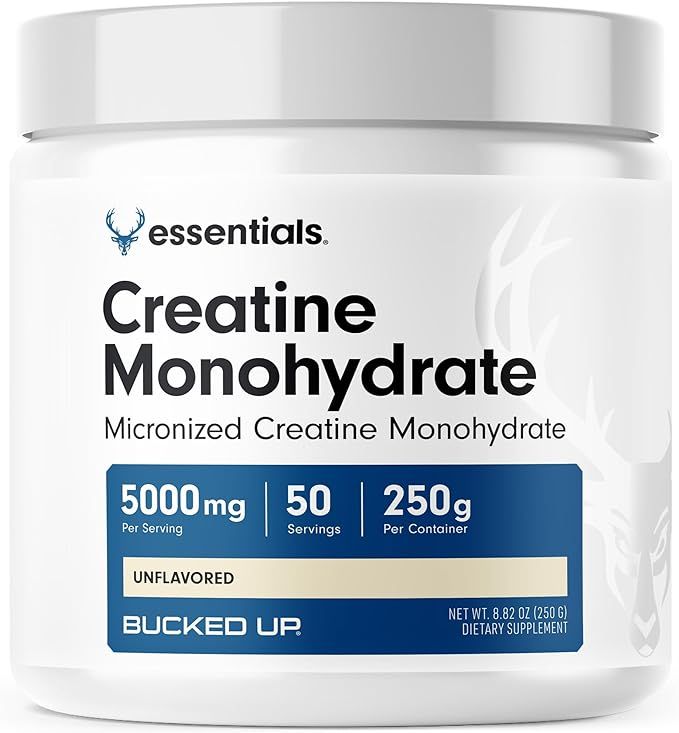 Bucked Up Creatine Monohydrate 250 Grams Micronized Powder, Essentials (50 Servings) | Amazon (US)