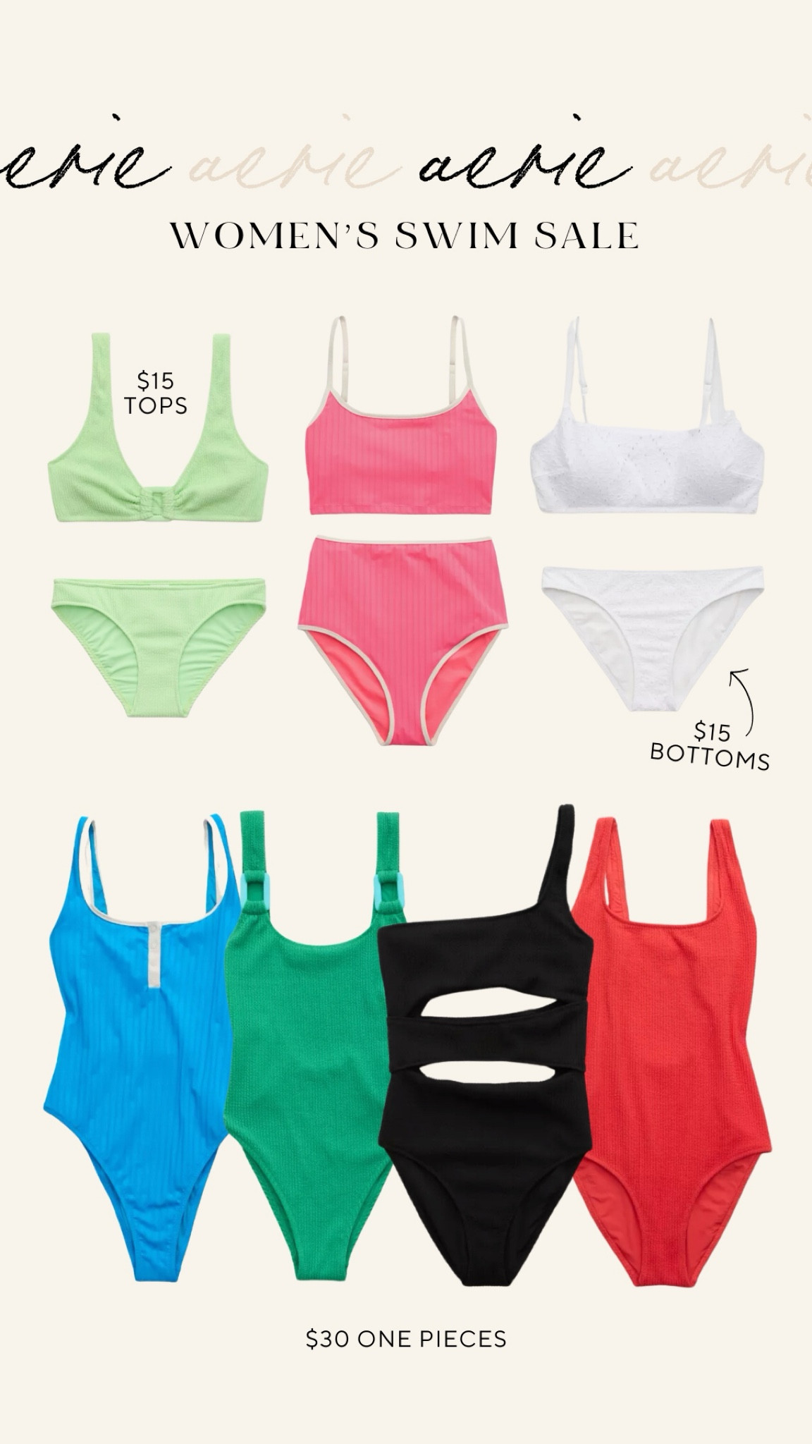 I have always been a huge fan of @aerie swimsuits! They are so cute, comfortable, and affordable! My girls love them too! $30 right now for one pieces and bikini sets. 

#LTKsalealert #LTKswim #LTKSpringSale