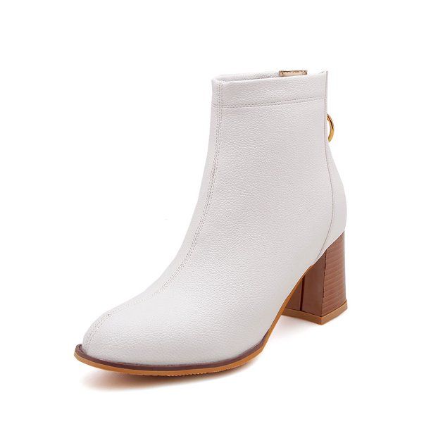 IELGY Female short boots 7CM High heels Large size Solid color Zipper Thick heel Short tube Corte... | Walmart (US)