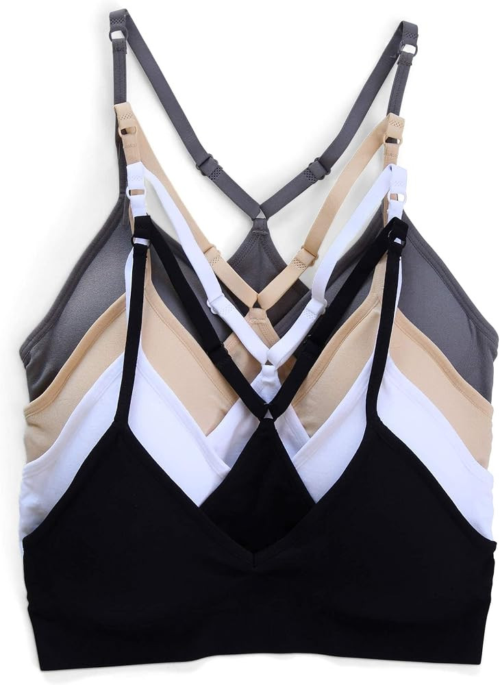 Kalon Women\u2019s 4 Pack Racerback Sports Bralette Seamless Wireless Comfort Bra | Amazon (US)