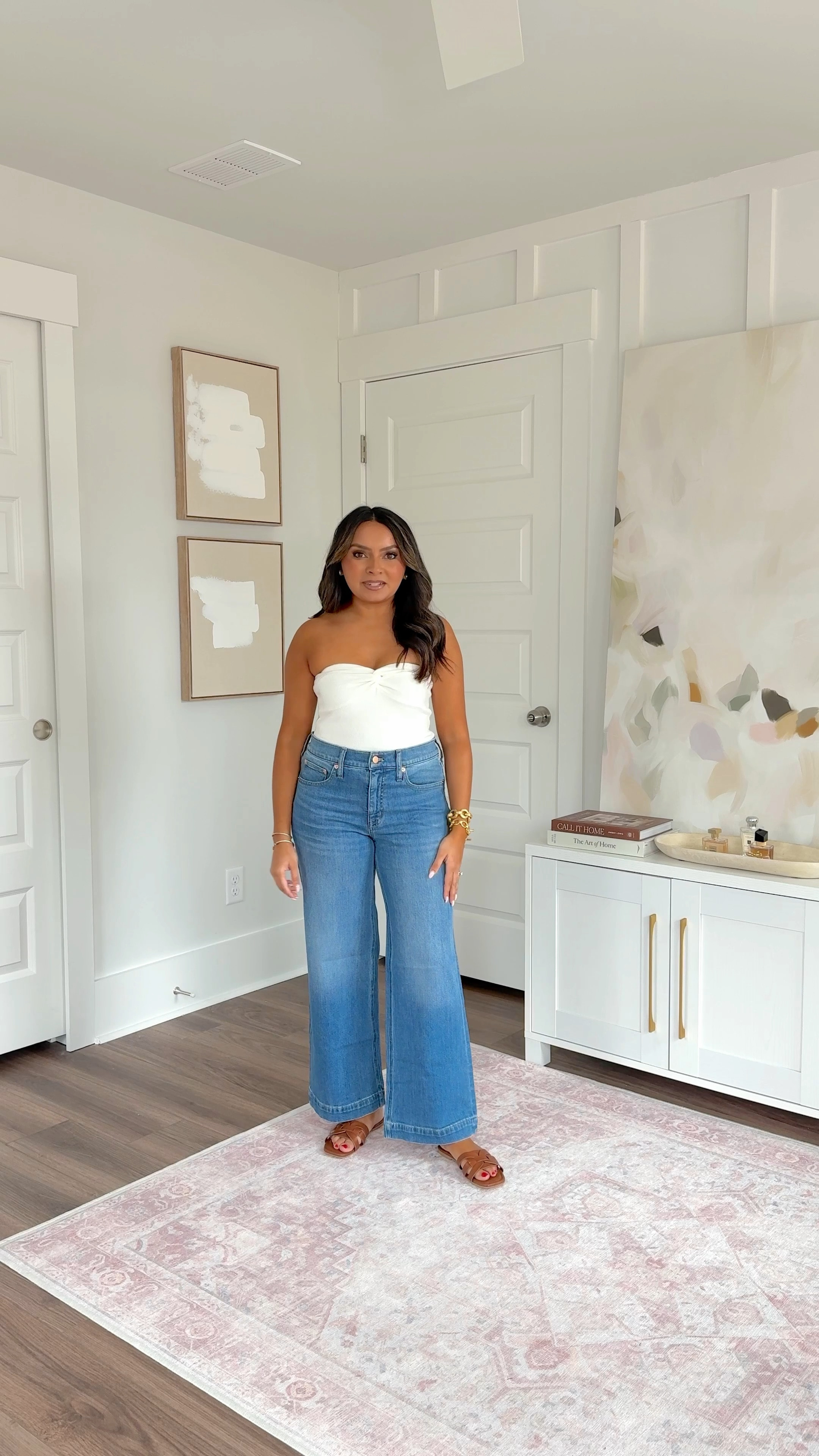 White ribbed tube top size xs TTS
Wide leg jeans size 26 petite TTS - these fit like a cropped length, I’d go with regular sizing if you want a full length trouser jean
Brown sandals size 5.5 TTS


Comment SHOP below to receive a DM with the link to shop this post on my LTK ⬇ https://liketk.it/55Exg #ltkstyletip #ltkpetite #ltksalealert

#LTKSaleAlert #LTKStyleTip #LTKPetite