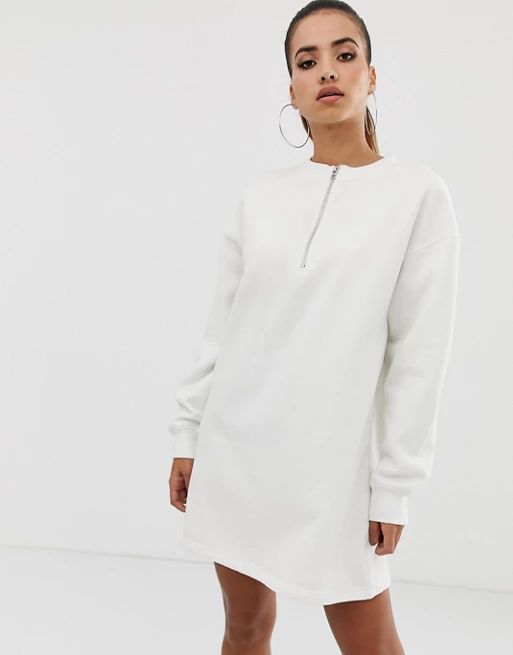 Missguided oversized sweat dress in white | ASOS US