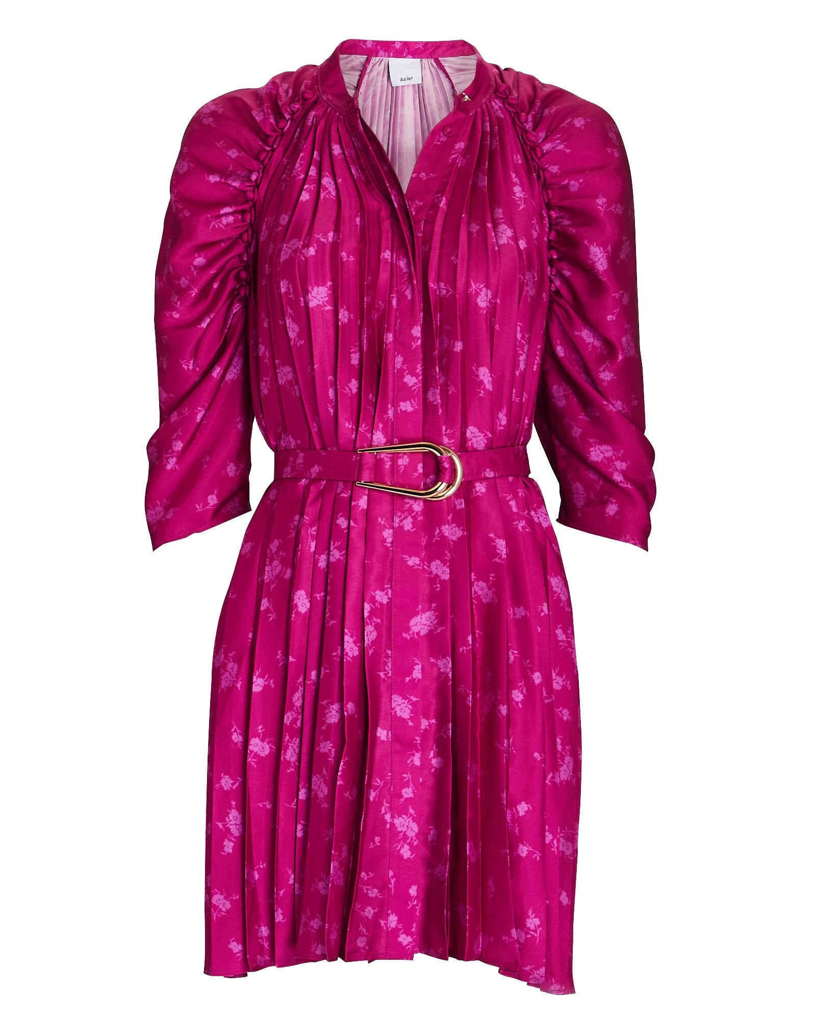 Ivy Pleated Floral Satin Mini Dress | INTERMIX