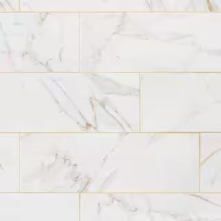 Daltile LuxeCraft Calacatta Gold Marble 8 in. x 24 in. Glazed Ceramic Wall Tile (13.3 sq. ft./Cas... | The Home Depot